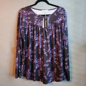 NWT Floral Purple/Black Long Sleeve